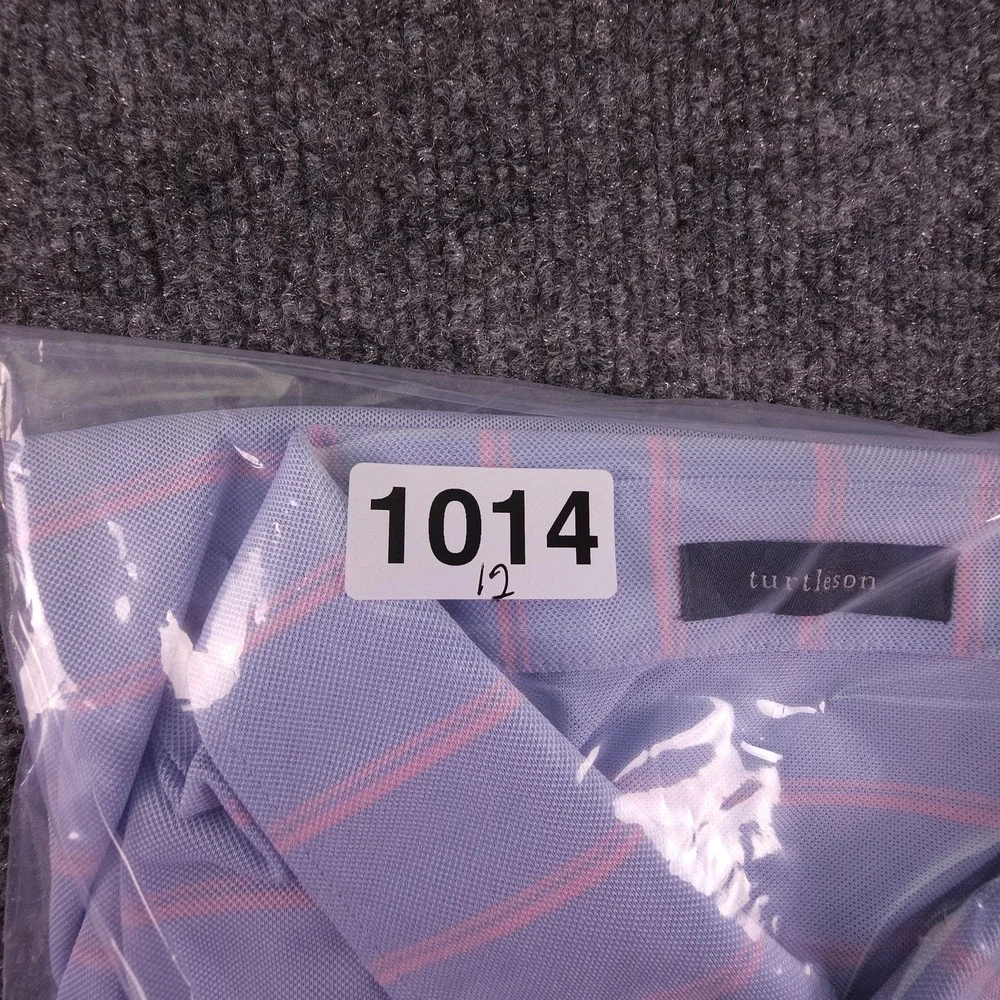 Turtleson‎ Polo Shirt Mens XL Lavender Pink Striped Vesper Golf Performance Flex